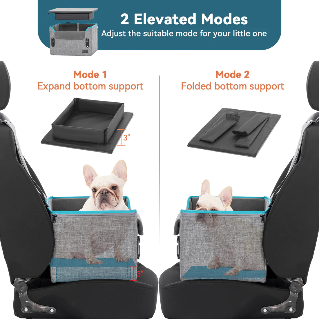 [Petsfit]Dog Car Seats for Small Dogs Puppy Stable Pet Car Seat(S-Grey)