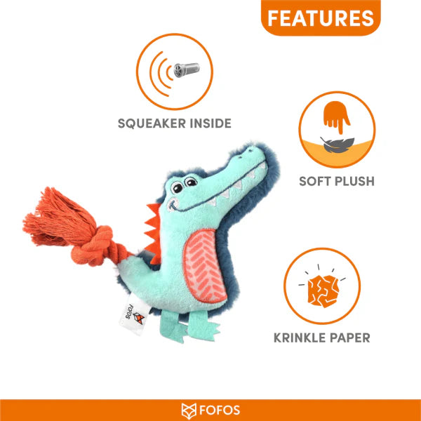 【FOFOS】- Puppy Plush & Rope Toy Alligator