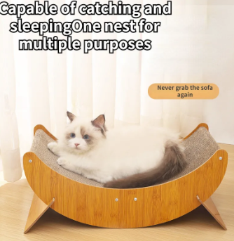 1 Piece Creative Moon Shape Wear-resistant Corrugated Paper Scratching Post, Multifunctional Sofa Cat Nest For Rest