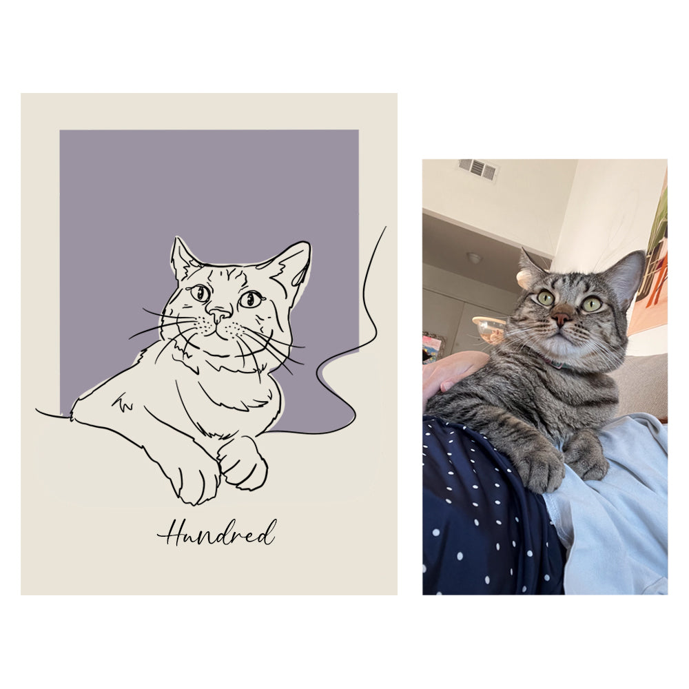 Custom artwork in elegant style next to pet photo