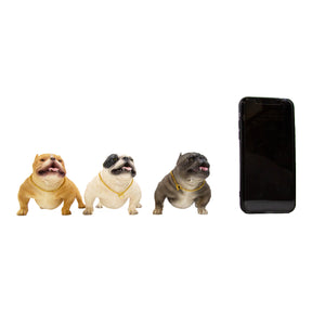 Handmade Custom American Bully Exotic Statue 1:6 next to phone for size comparison