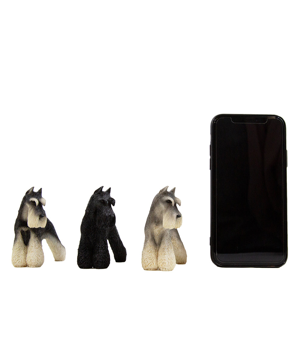 Custom Schnauzer Statue 1:6 next to phone for size comparison