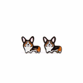 Tri Color Corgi Metal Ear Studs - NAYOTHECORGI