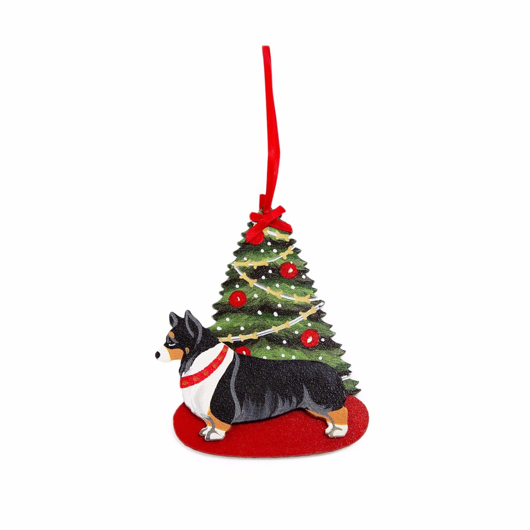 Christmas Holiday Pine Tree Dog Breed Ornament BY Dandy Design - NAYOTHECORGI