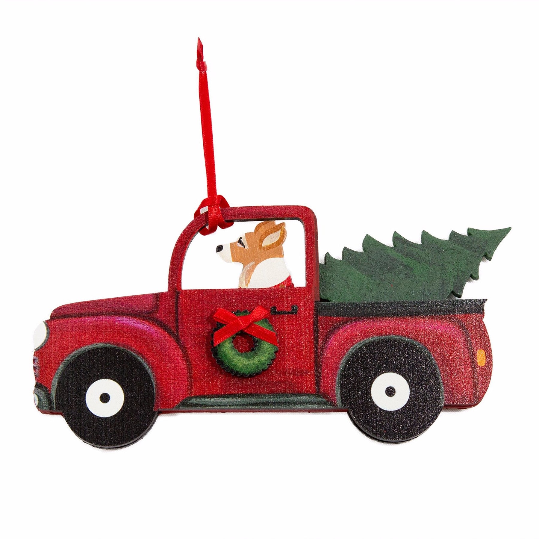 Holiday Red Truck Dog Breed Ornament BY Dandy Design - NAYOTHECORGI