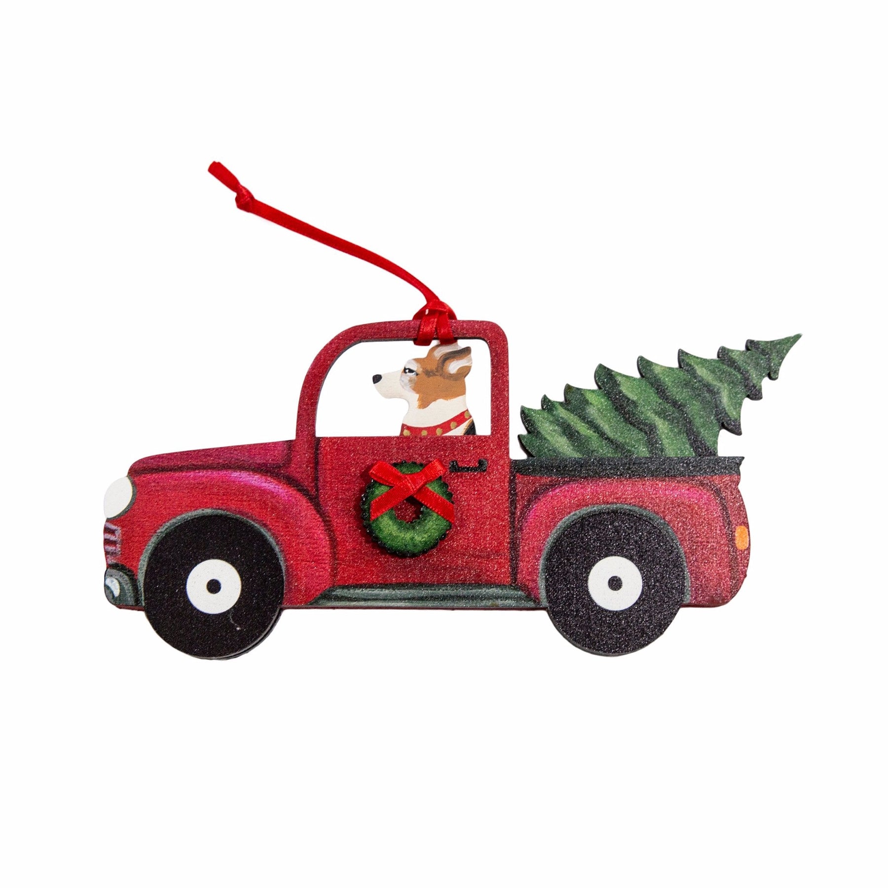 Holiday Red Truck Dog Breed Ornament BY Dandy Design - NAYOTHECORGI