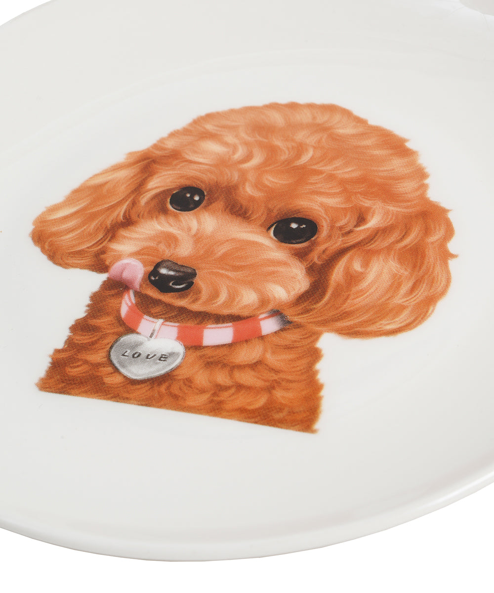 Pet Portrait Porcelain Middle Print 6" Plate - Poodle(Red)