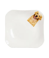 Pet Portrait Porcelain Square Plate - Golden Retriever