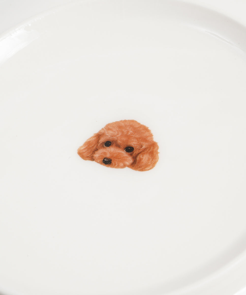 Pet Portrait Porcelain Square Plate - Poodle(Red)