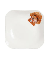 Pet Portrait Porcelain Square Plate - Poodle(Red)