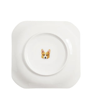 Pet Portrait Porcelain Square Plate - Corgi