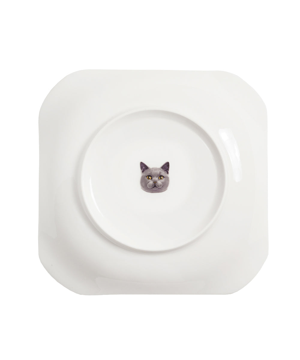 Pet Portrait Porcelain Square Plate - Chartreux