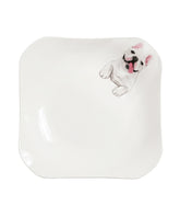 Pet Portrait Porcelain Square Plate - French Bulldog