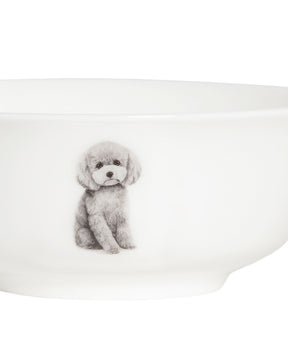 Pet Portrait Porcelain All Purpose Bowl - Poodle(Grey)