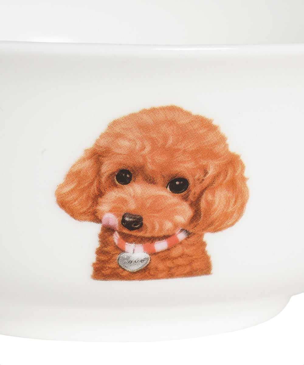 Pet Portrait Porcelain All Purpose Bowl - Poodle(Red)