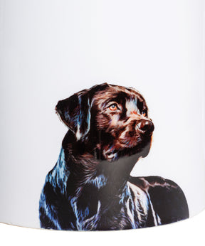 Black Labrador mug close up of artwork