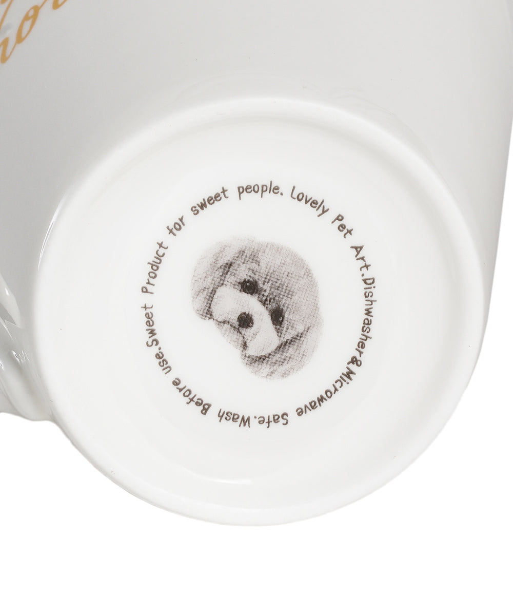 Pet Portrait Porcelain Water Cup with Lid & Spoon - Poodle(Grey)