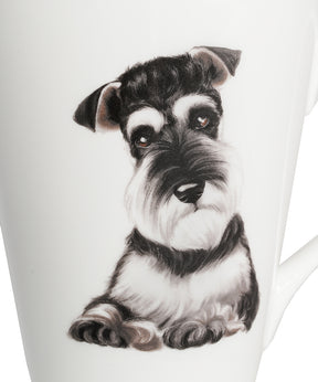 Pet Portrait Porcelain Water Cup with Lid & Spoon -Schnauzer