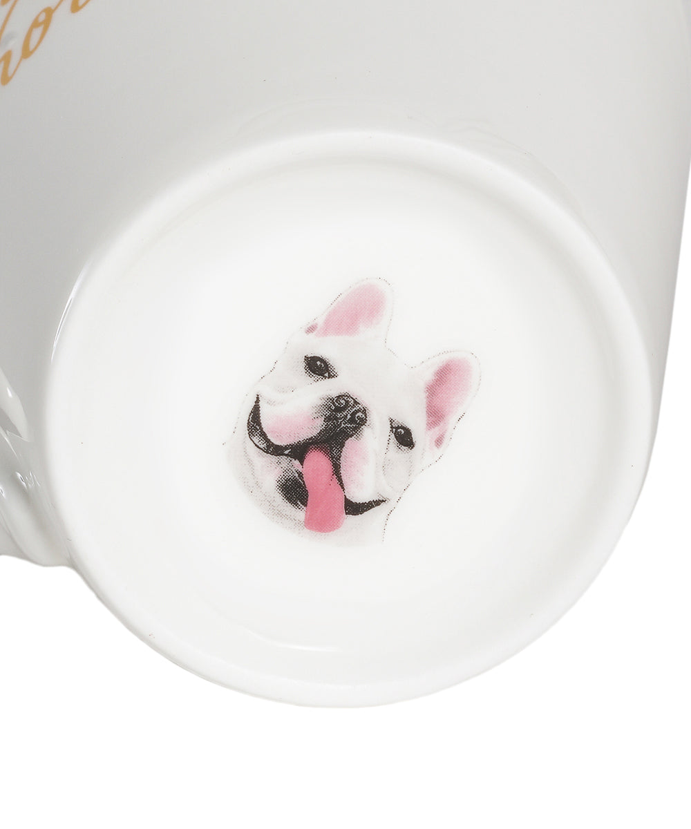 Pet Portrait Porcelain Water Cup with Lid & Spoon - French Bulldog