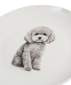 Pet Portrait Porcelain Middle Print 6" Plate - Poodle(Grey)