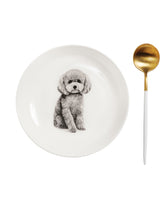 Pet Portrait Porcelain Middle Print 8" Plate Set - Poodle(Grey)