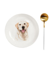 Labrador 8 inch middle print plate with golden spoon