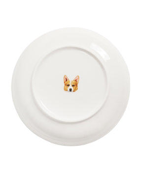 Pet Portrait Porcelain Middle Print 8" Plate Set - Corgi