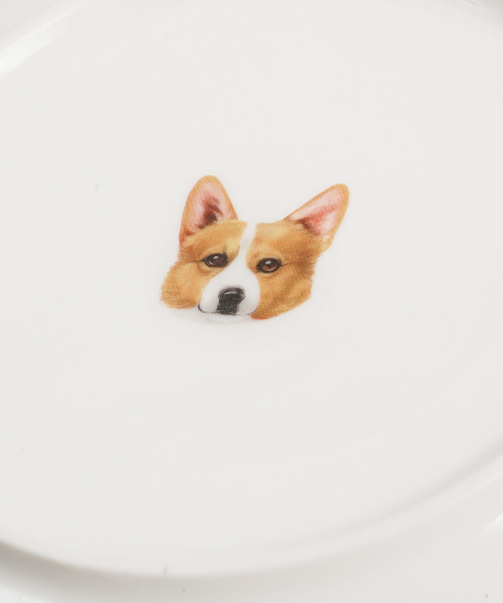 Pet Portrait Porcelain Middle Print 8" Plate Set - Corgi