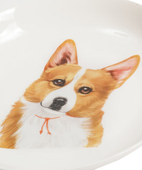 Pet Portrait Porcelain Middle Print 8" Plate Set - Corgi