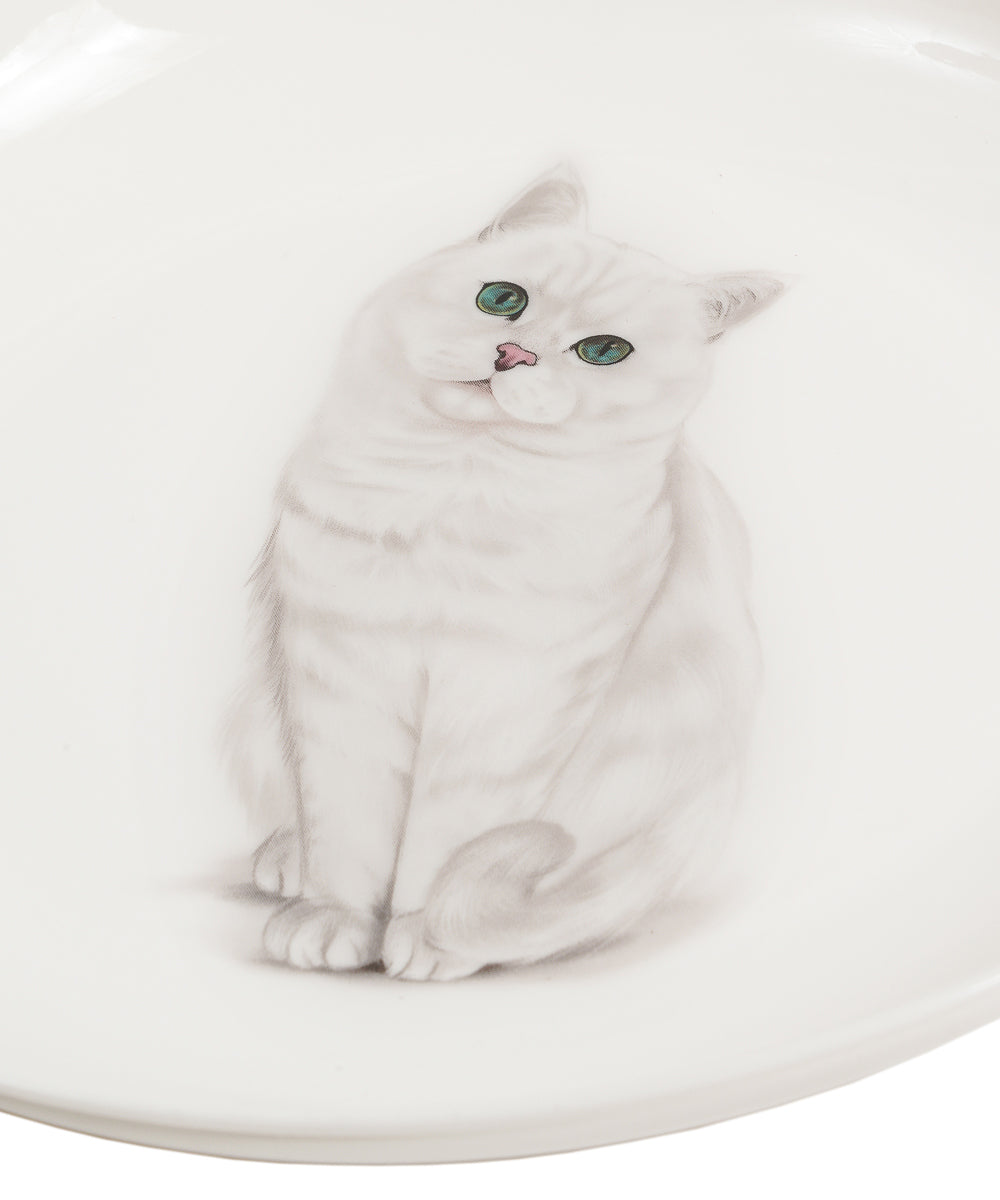 Pet Portrait Porcelain Middle Print 8" Plate Set - British Shorthair(Silver)