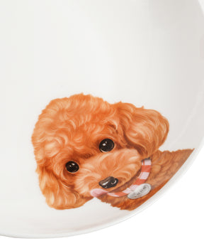 Pet Portrait Porcelain Side Print 8" Plate Set - Poodle(Red)