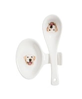 Labrador porcelain spoon and rest top view