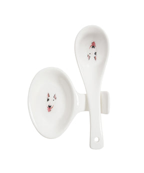 Pet Portrait Porcelain Spoon & Rest Set - Bull Terrier