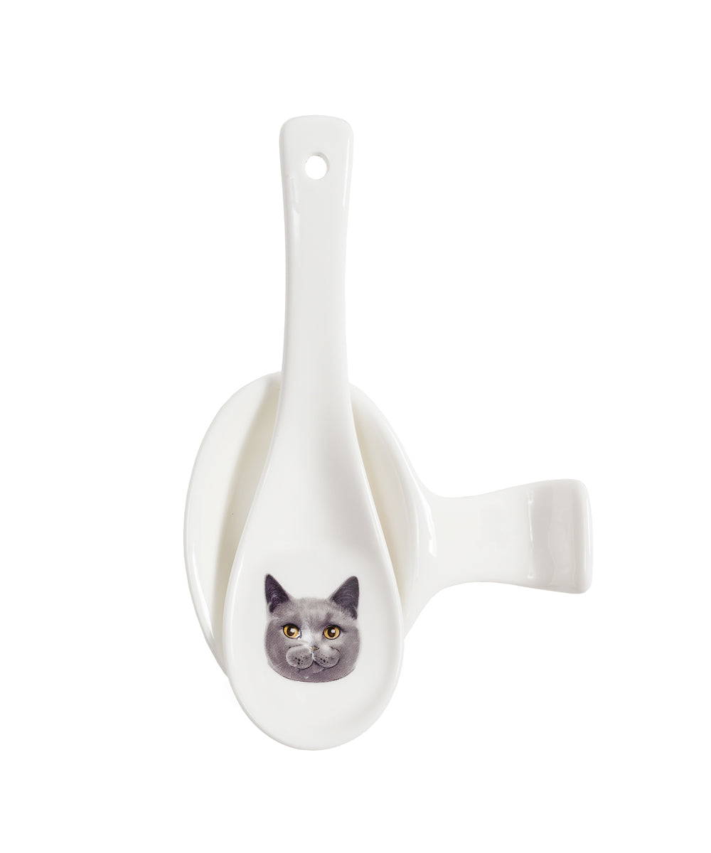 Pet Portrait Porcelain Spoon & Rest Set - Chartreux