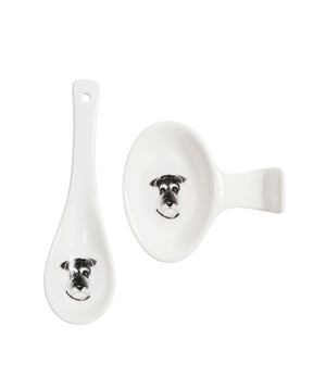 Pet Portrait Porcelain Spoon & Rest Set - Schnauzer