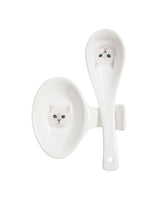 Pet Portrait Porcelain Spoon & Rest Set - British Shorthair(Silver)