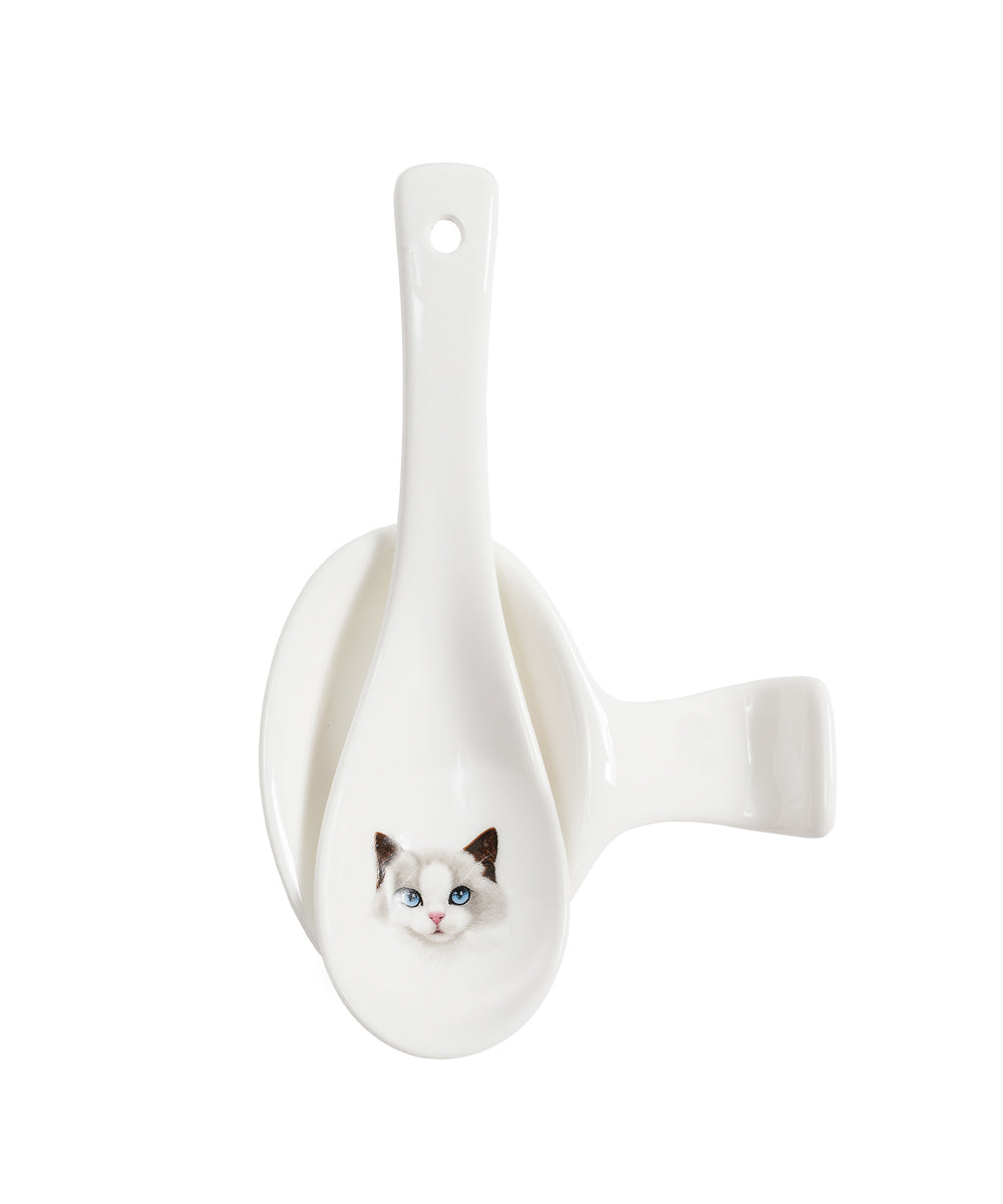 Pet Portrait Porcelain Spoon & Rest Set - Ragdoll