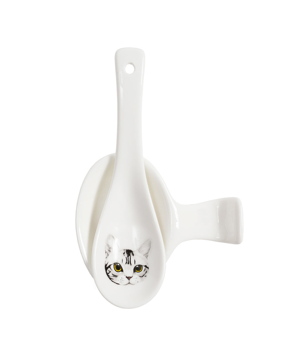 Pet Portrait Porcelain Spoon & Rest Set - American Shorthair