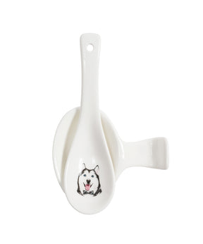Pet Portrait Porcelain Spoon & Rest Set - Husky