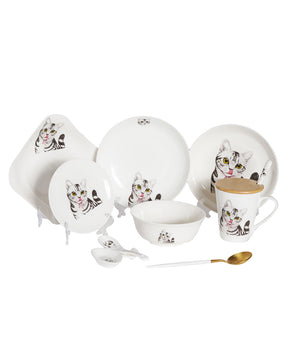 Pet Portrait Porcelain Dinnerware 11-Piece Set - American Shorthair