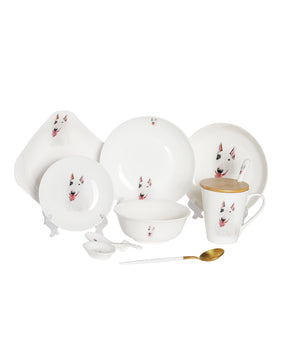 Pet Portrait Porcelain Dinnerware 11-Piece Set - Bull Terrier