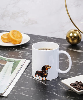 Pet Portrait Mug - "I Love" Collection - Dachshund on table