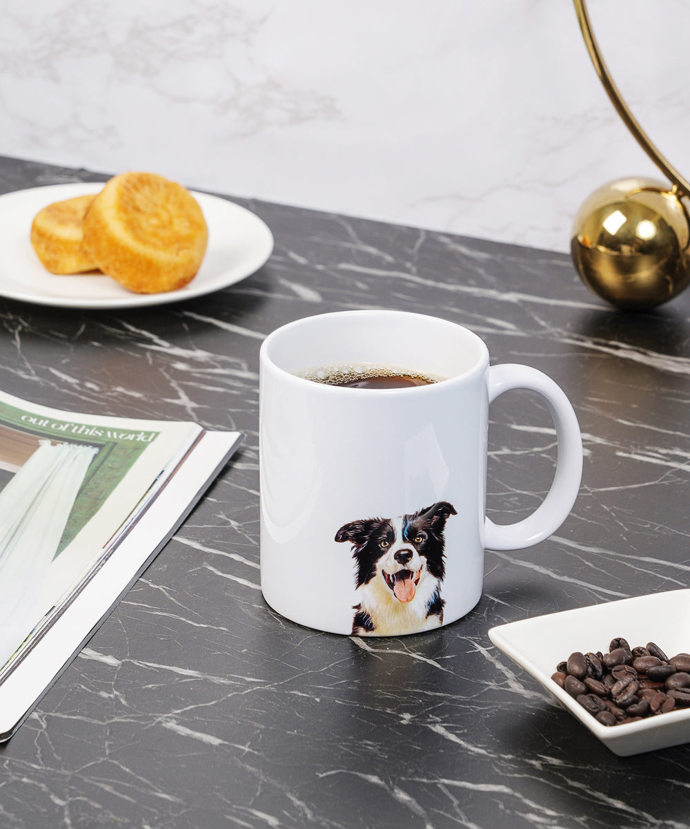 Pet Portrait Mug - "I Love" Collection - Border Collie on table