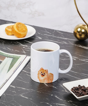 Pet Portrait Mug - "I Love" Collection - Pomeranian(Red) on table
