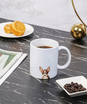 Pet Portrait Mug - "I Love" Collection - Chihuahua(Tri) on table