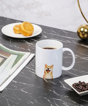 Pet Portrait Mug - "I Love" Collection - Shiba Inu on table