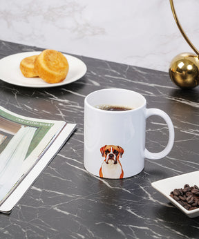 Pet Portrait Mug - "I Love" Collection - Boxer on table
