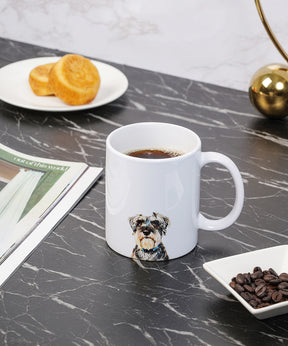 Pet Portrait Mug - "I Love" Collection - Schnauzer on table