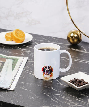 Pet Portrait Mug - "I Love" Collection - St. Bernard on table