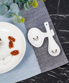 Pet Portrait Porcelain Spoon & Rest Set - Ragdoll on table